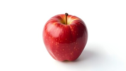 A single red apple perfectly isolated on a pure white background
