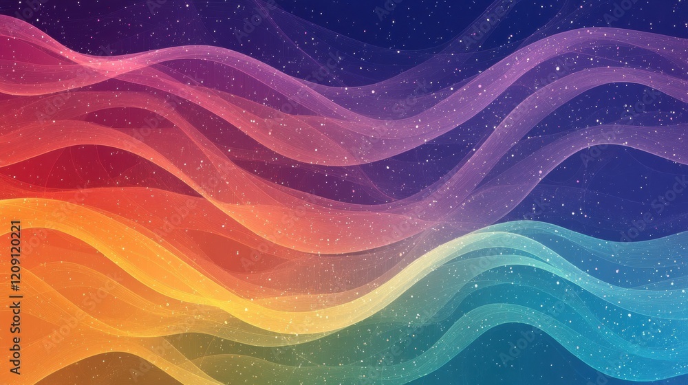 Poster a fluid wave pattern creates a blend of colors that transitions gracefully from warm to cool tones a