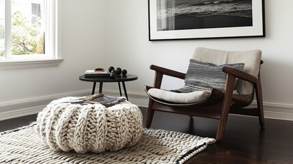 Cozy living room setup featuring a comfortable chair and stylish decor in a modern home