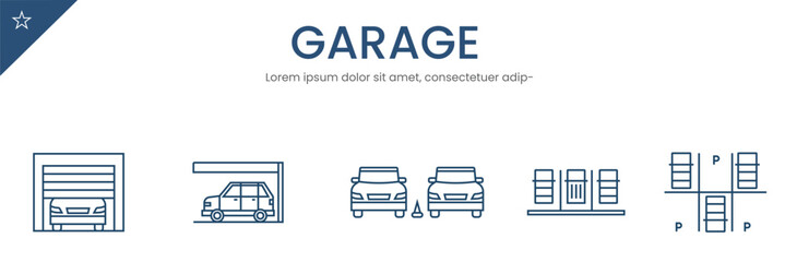 Garage icons set.  Vehicle, mechanic, equipment, 
. Vector Illustration