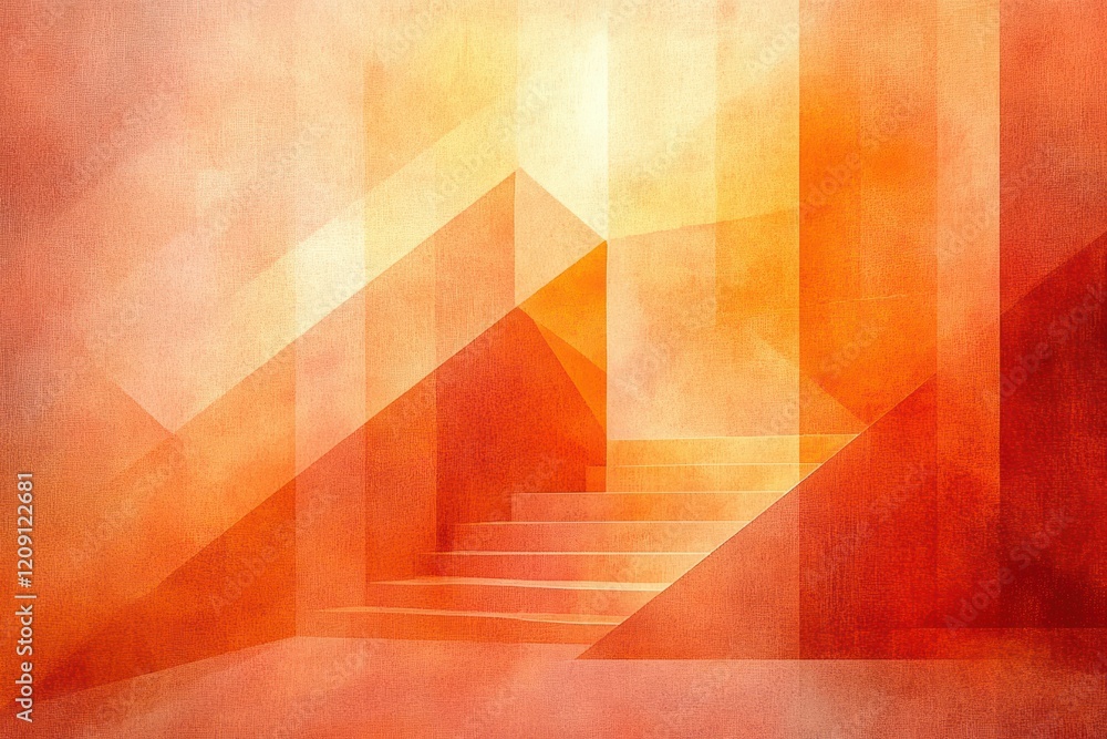 Poster abstract geometric orange background design with textured white transparent layers in triangles diam