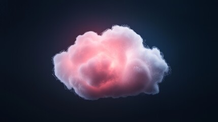 Glowing Pink Cloud Abstract Digital Art Illuminated Cloud Fantasy Dreamlike Surreal Soft Light