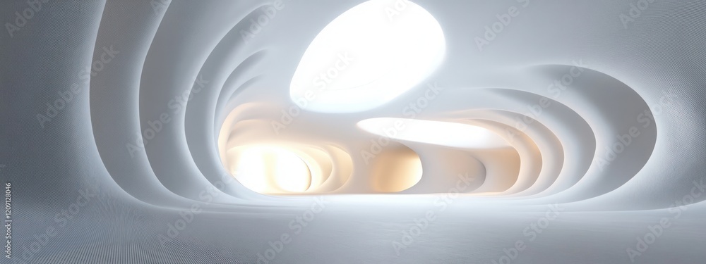 Poster minimalist abstract architectural background with smooth curves and soft lighting