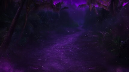 Fototapeta premium Purple Twilight Path Through Enchanted Tropical Forest