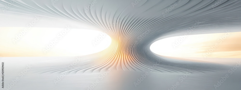 Poster modern minimalist architecture interior design with soft lighting and curved lines