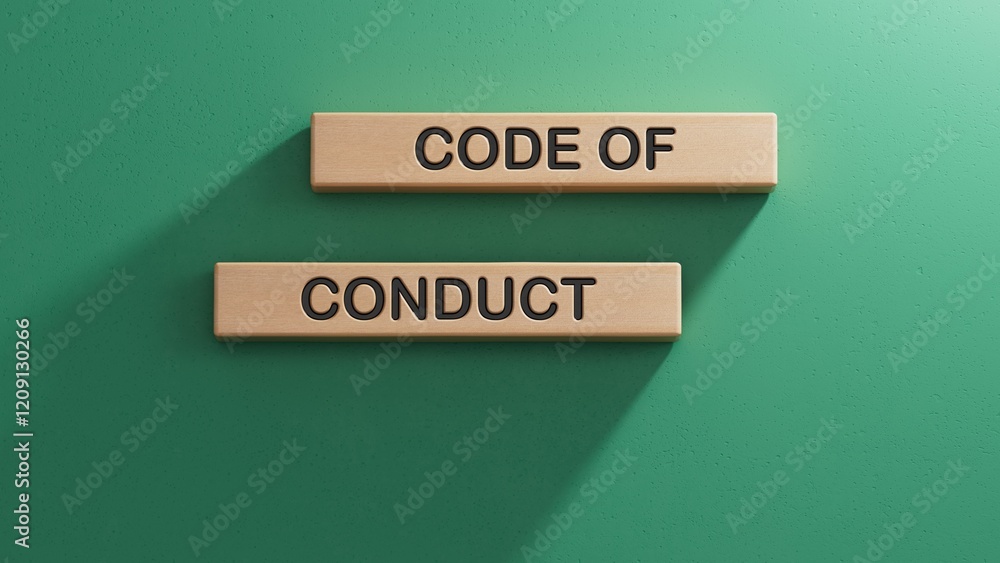 Poster code of conduct symbol. concept words code of conduct on wooden blocksbusiness and code of conduct c