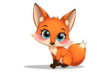 Obraz premium Cute cartoon fox character with colorful design, playful expression, perfect for kids' illustrations and art