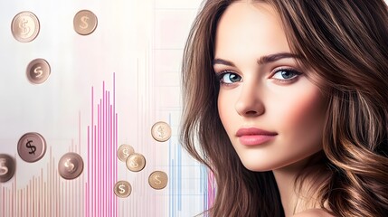 Beautiful Woman and Financial Growth Concept