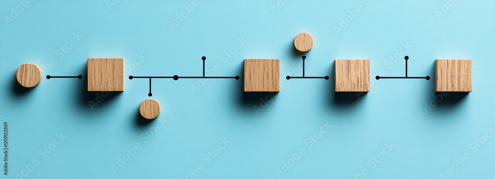 Poster ai generate interactive art wooden blocks sequence studio environment visual content creative concep