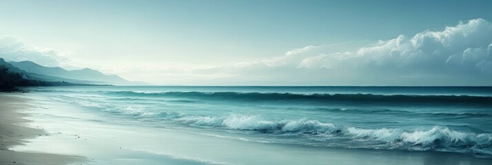 Tranquil Seascape at Sunrise on an Empty Beach