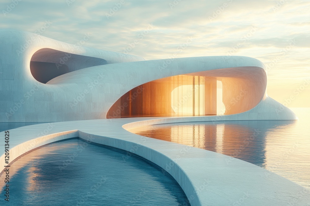 Poster Modern Minimalist Architecture Abstract Design with Curves and Natural Light