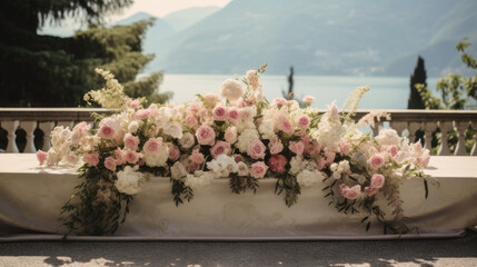 Luxurious outdoor wedding table Decorated with Roses and with Lake View. Event Planners. Floral Designers. Wedding Venues. Wedding Season. National Proposal Day. 