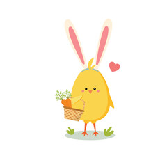 baby chicken holding basket