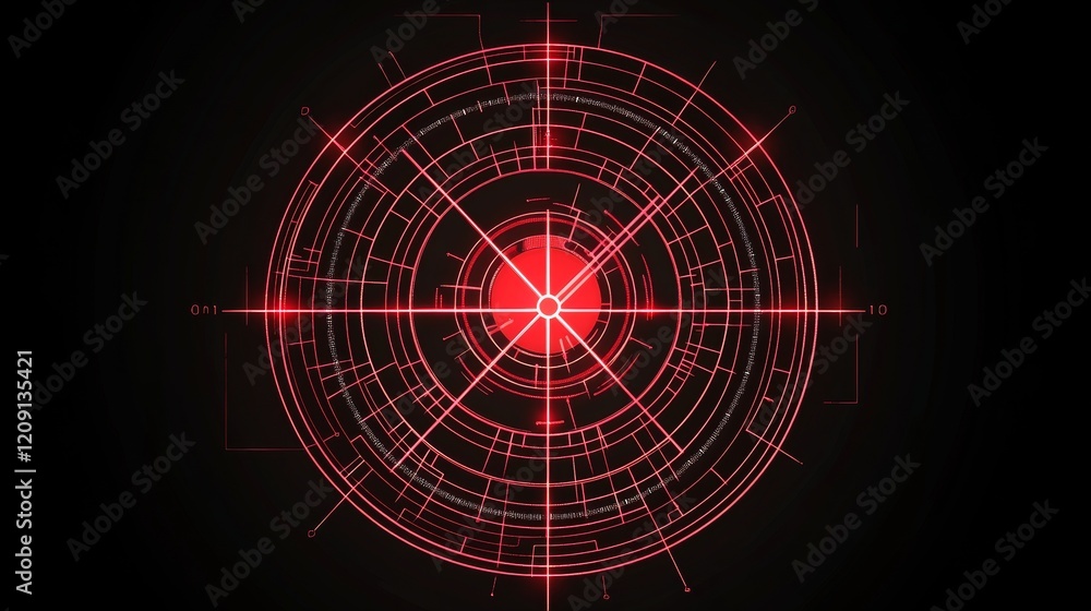 Aufkleber red abstract technology circular target interface