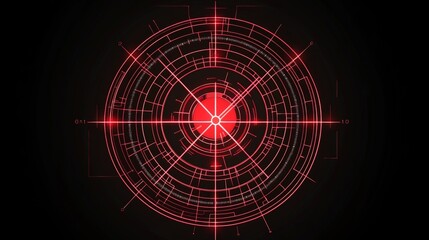 Red Abstract Technology Circular Target Interface