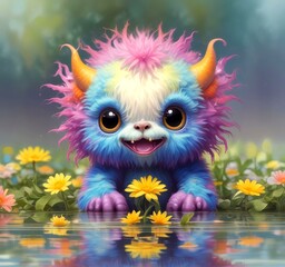 Illustration of fluffy and cute small monster.