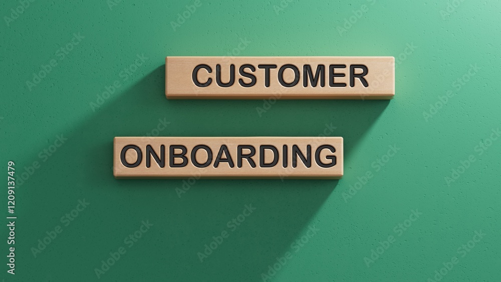 Aufkleber customer onboarding symbol. concept word customer onboarding on wooden blocks. business and customer