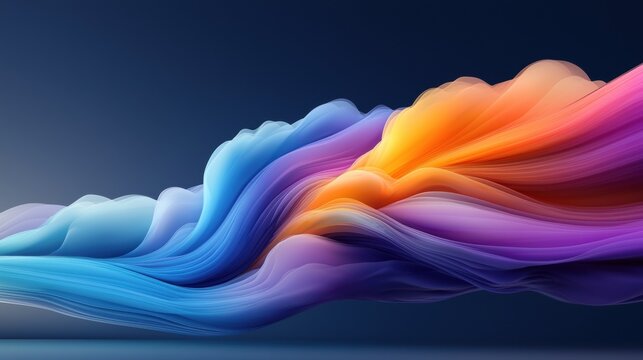 A digital illustration of abstract art featuring swirling, multicolored lines and shapes against a dark blue background.