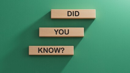 Did you know symbol. Wooden blocks with words Did you know.Business and Did you know concept. Copy space.3D rendering on green background.