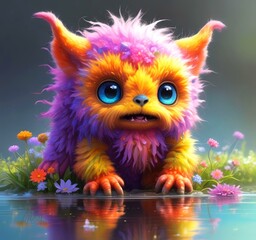 Illustration of fluffy and cute small monster.