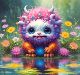 Illustration of fluffy and cute small monster.