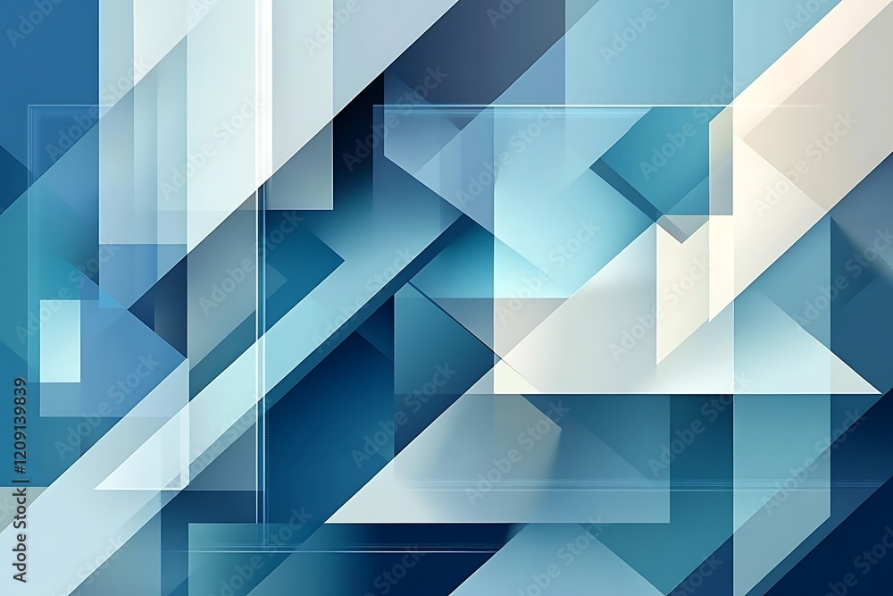 Poster Geometric pattern of overlapping blue rectangles creating a modern and sophisticated abstract background
