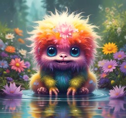 Illustration of fluffy and cute small monster.