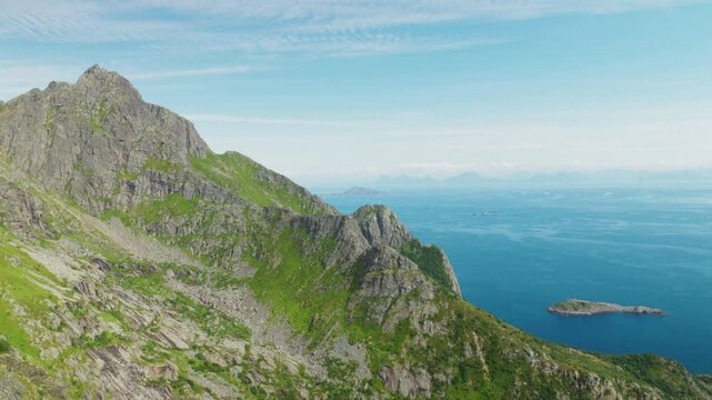 View from a mountain top viewing the open sea