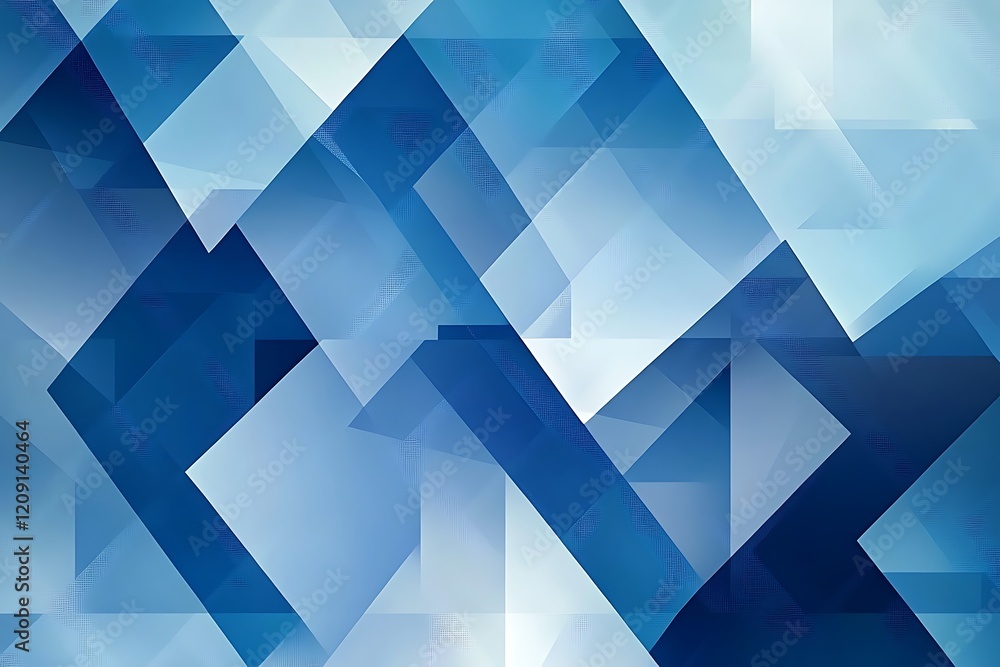 Poster Geometric pattern of overlapping blue rectangles creating a modern and sophisticated abstract background
