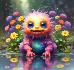 Illustration of fluffy and cute small monster.