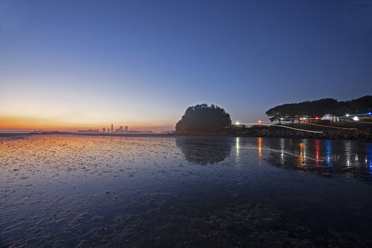 일몰,갯벌,가로등,덕섬,오이도,정왕동,시흥시,경기도