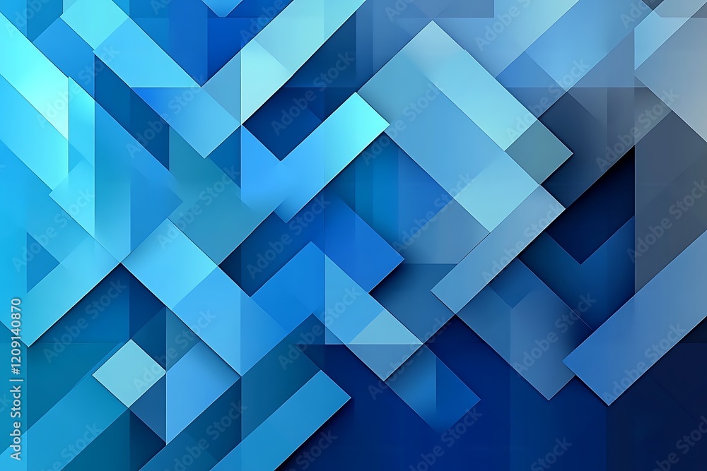 Poster geometric pattern of overlapping blue rectangles creating a modern and sophisticated abstract backgr