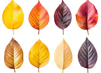 Obraz premium Eight Autumn Leaves Displaying Various Colors