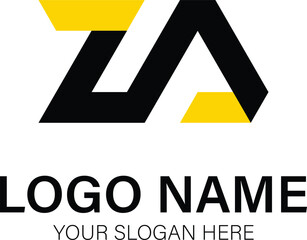 Letter ZA logo monogram, abstract, wordmark, letter mark, business, typography, flat, minimalist, brand. Editable Stroke