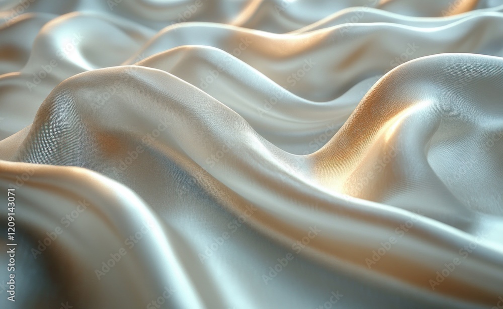 Poster luxury silver white satin fabric with intricate folds and soft shadows for elegant background design