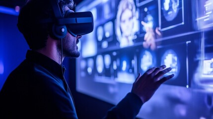 Man Engaging in Mental Wellness Seminar with Virtual Reality Experience