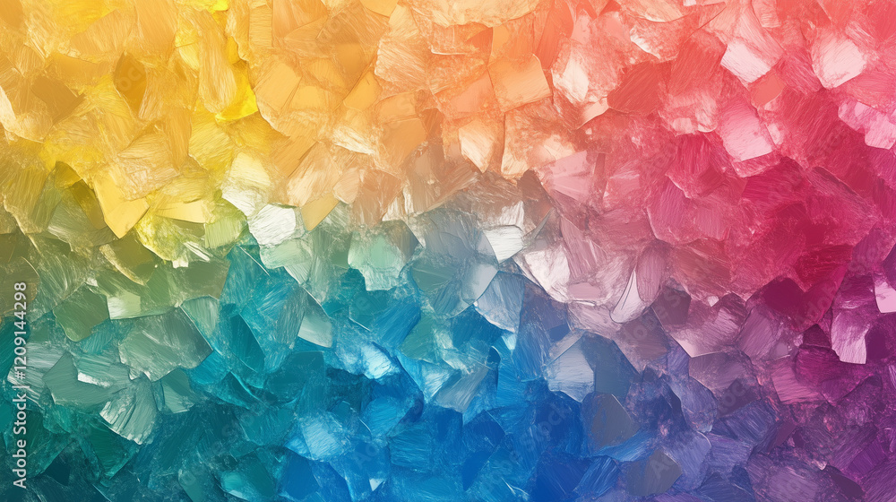 Poster rainbow crystal texture: an abstract background featuring an array of vibrant, crystalline structure