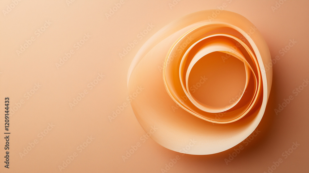 Poster abstract peach paper swirls: intricate swirls of peach-toned paper create a mesmerizing abstract des