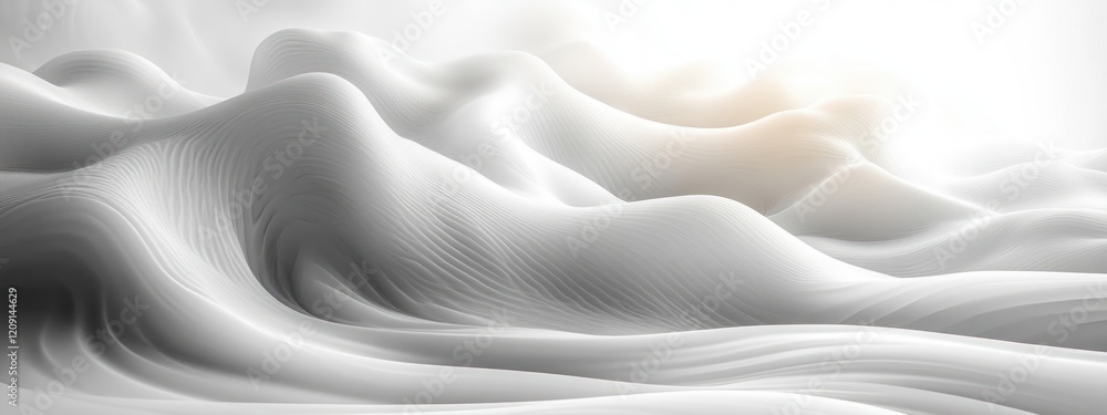 Poster minimalist abstract design white curves soft lighting high contrast composition digital art
