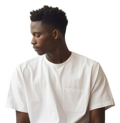 PNG  A portrait of black man white contemplation hairstyle.
