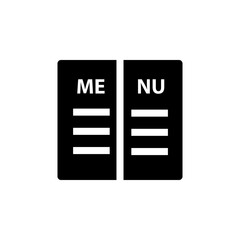 Fototapeta premium Open menu book icon, symbolizing dining options, recipes, or restaurant services.