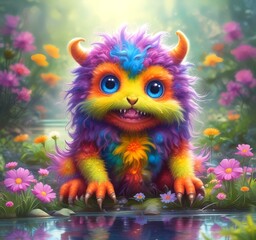 Illustration of fluffy and cute small monster.