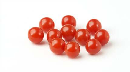 Cherry Tomatoes Scattered: A cluster of vibrant red cherry tomatoes, plump and juicy,  arranged in a captivating scatter, promising a burst of flavor and a delightful culinary experience.