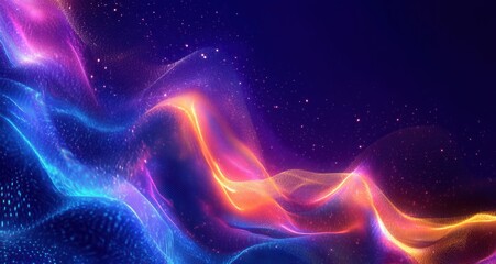 Abstract Wave Pattern Neon Digital Art Emotion Sound Vibration Connection High-Tech Visualization Future
