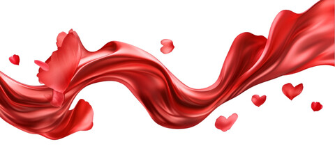 Valentine’s Day Symbols and Romantic Items on Transparent White Background
