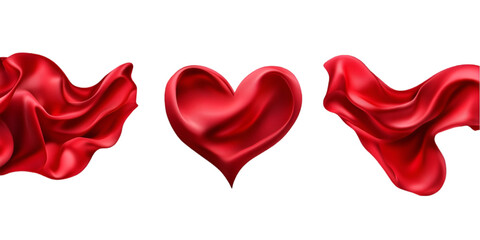 Valentine’s Day Symbols and Romantic Items on Transparent White Background