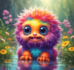 Illustration of fluffy and cute small monster.