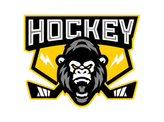 GORILLA HOCKEY SPORT MASCOT LOGO