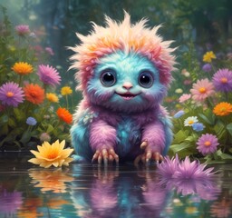 Illustration of fluffy and cute small monster.