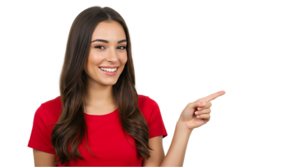 Professional Woman Presenting a Product or Idea on transparent white background, clipping path